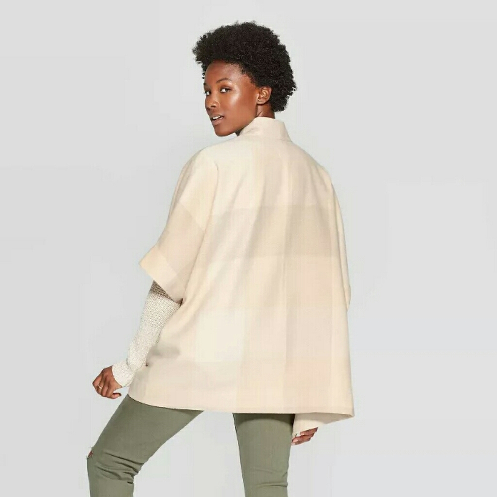 Universal Thread Cream & Beige Plaid Ruana Wrap - Picture 3 of 5
